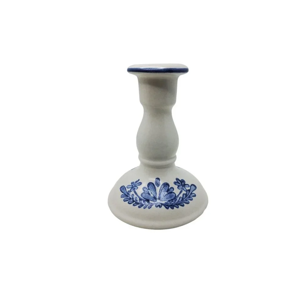 Vintage Platzgraff Yorktowne Ceramic Blue & White Floral Candle Holder - Picture 15 of 16